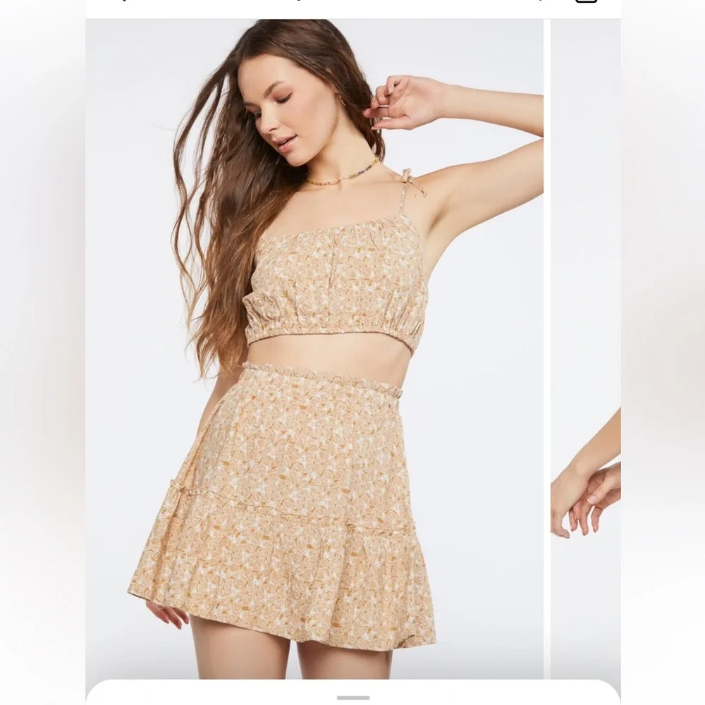 NWT-Womens size Small a Floral Tie-Strap Cami & Mini Skirt Set dress - Picture 6 of 11